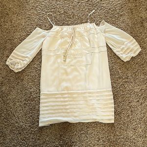 Cream Cold-Shoulder Bebe Dress
